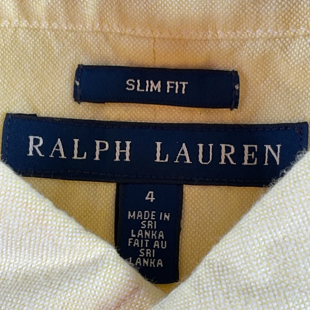 Ralph‎ Lauren Kids Yellow Cotton Slim Fit Long Sleeve Button-Down Shirt